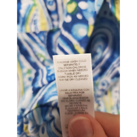 Chico's Cotton Multicolor Paisley Roll-Tab Sleeve Button-Up Shirt Size 1 Medium - Picture 7 of 7